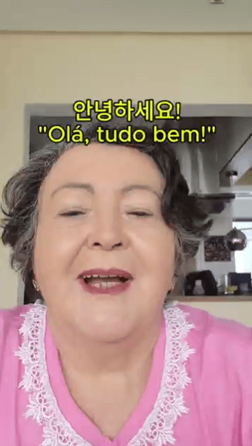 Aluna sênior do Coreano na Hora em depoimento em vídeo